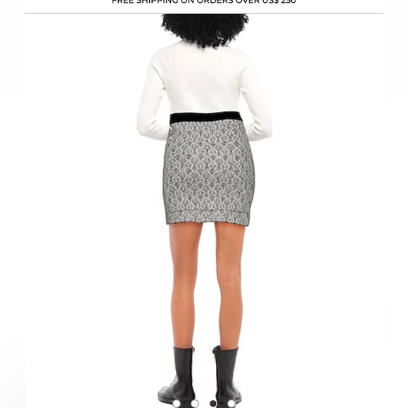 Sandro ivory black Jazz metallic jacquard knit mini skirt size 3/L - Picture 5 of 11